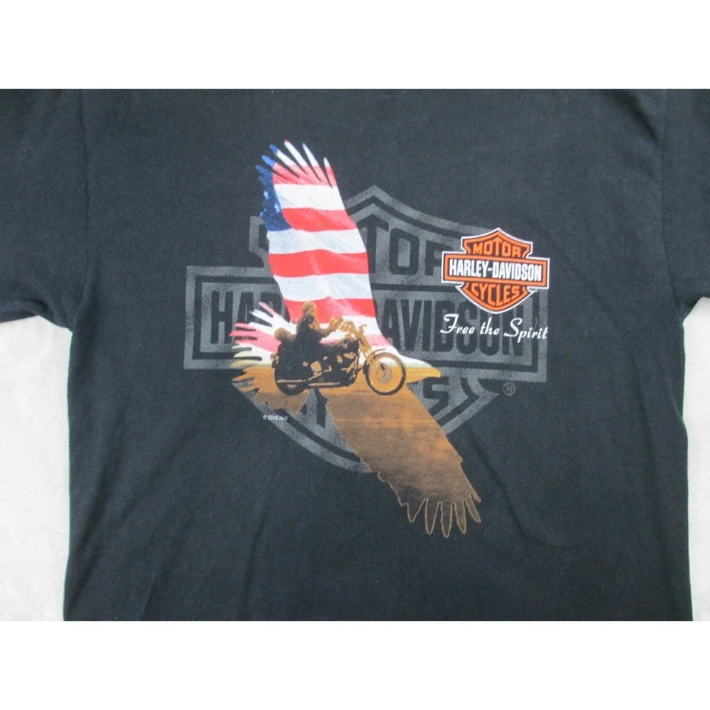 VINTAGE Harley Davidson Shirt Mens Extra Large Black Free The Spirit Eagle 90s*
